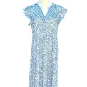 ANRABESS Ruffle Sleeve Tiered Maxi Dress Butterfly Blue Boho Sundress Size M‎